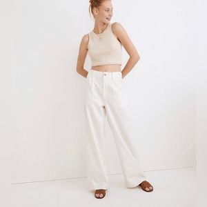 MADEWELL Petite Cotton-Linen Pleated Wide-Leg Pants size 16P NWT